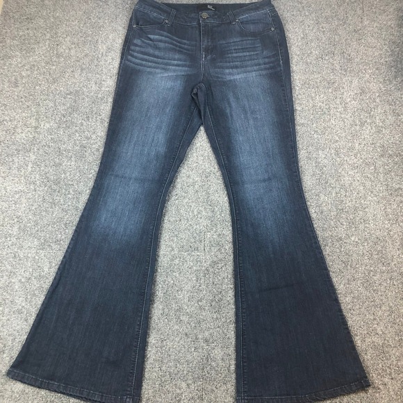 1822 Denim Denim - 1822 Denim‎ Flare Jeans Dark Wash Whiskered Wide Leg Womens Size 12/31 32x32